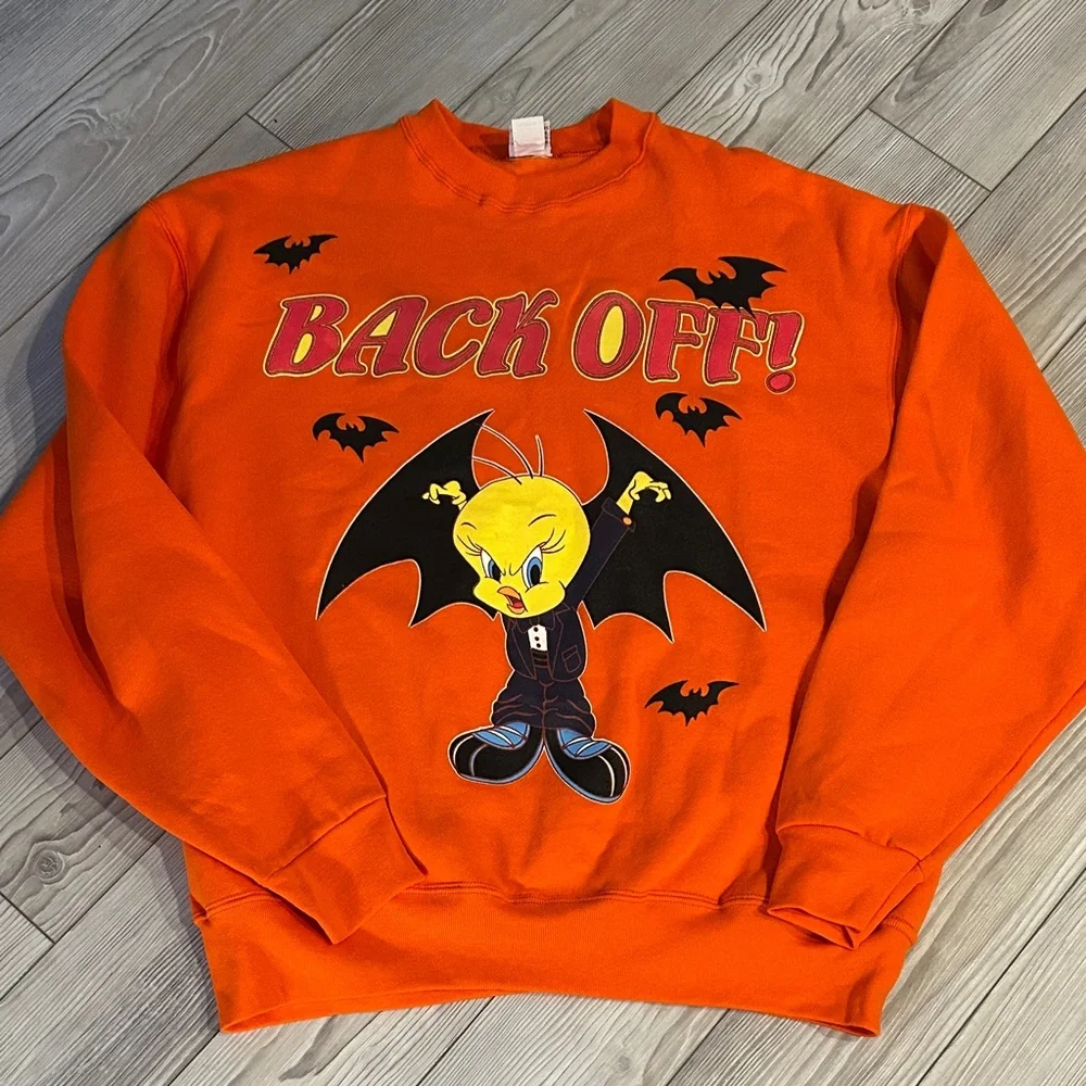 Vintage Looney Tunes Orange Halloween Sweatshirt Men’s X Large Preowned - Picture 1 of 4